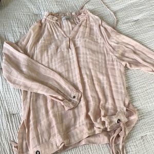 Farrow blush blouse with ruffled collar